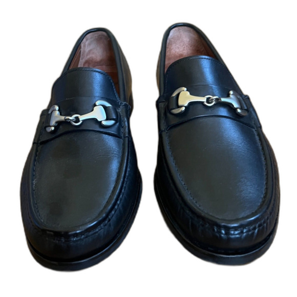 Allen Edmonds Black Leather Silver Horsebit Slip On Loafer Shoes Mens Size 9 - Picture 2 of 9